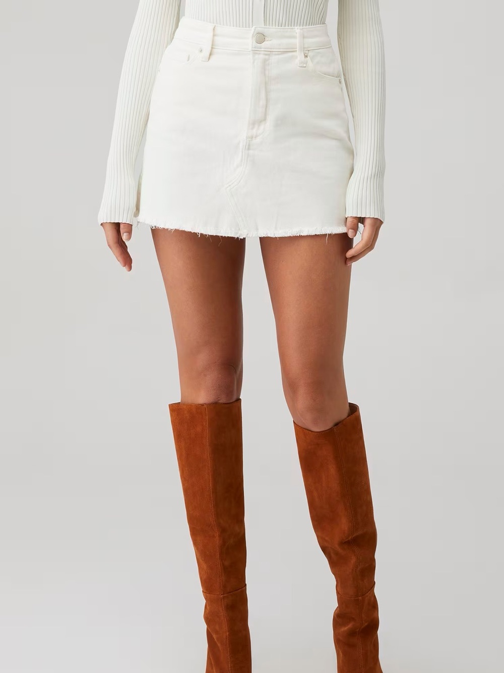 Good American Uniform Denim Skirt - Cloud White